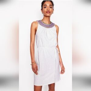 Boden Eleni Embroidered Neckline Cotton Dress Size 8 New